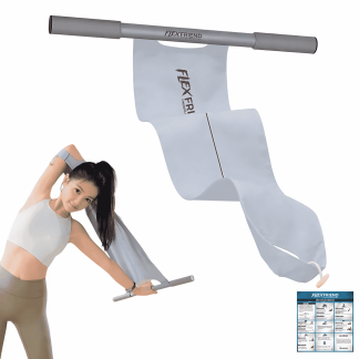 Flex Friend Non-Elastic Yoga & Pilates Stretching Strap with Ergonomic Handles, Full Body Mobility Trainer – Blue