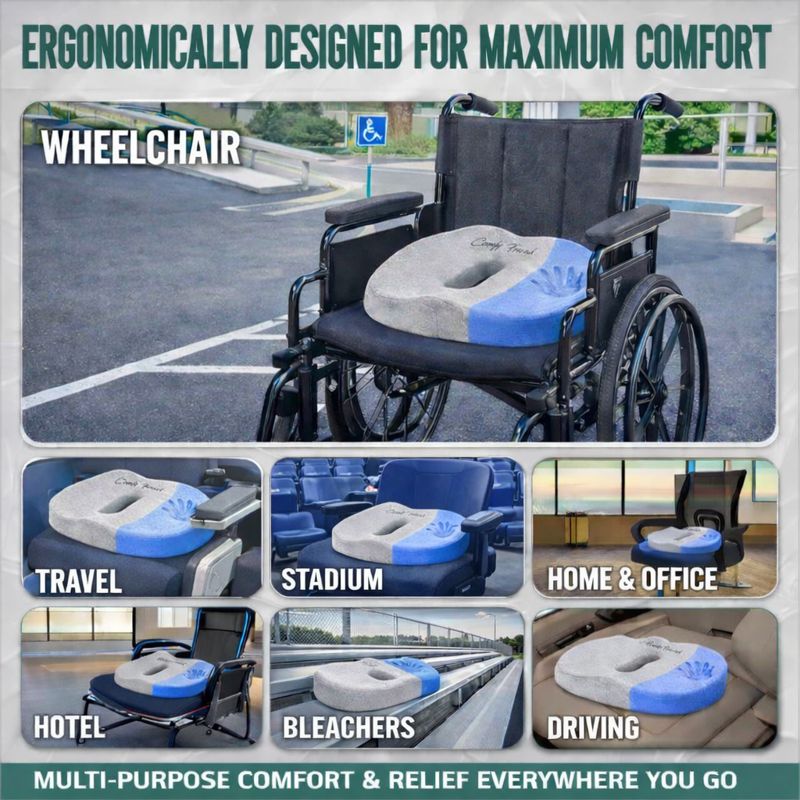 ComfyFriend Gel Memory Foam Wheelchair Cushion – X-Large Gray - Image 3