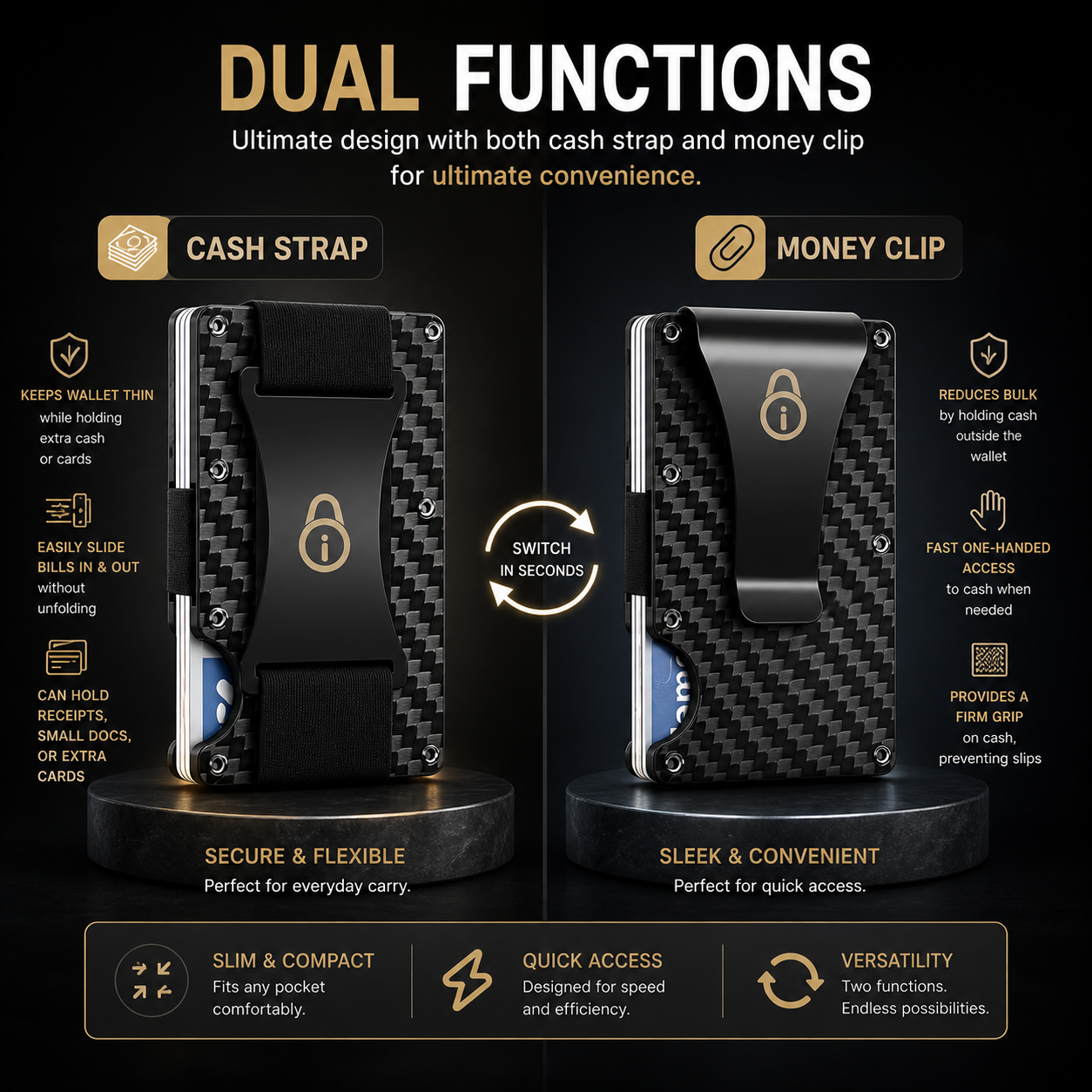 Secure Friend RFID Blocking Slim Wallet for Men, Front Pocket Card Holder with Cash Strap & Money Clip - Image 5
