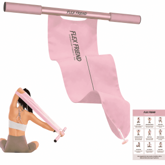 Flex Friend Non-Elastic Yoga & Pilates Stretching Strap with Ergonomic Grip Handles, Full Body Mobility Trainer – Pink