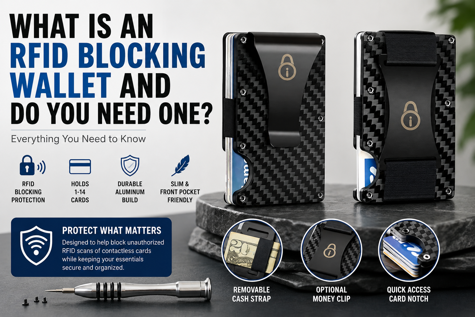 Secure Friend RFID blocking slim wallet with carbon fiber finish