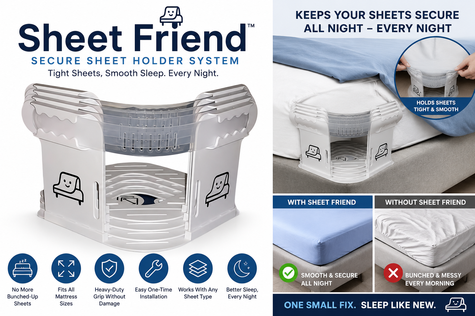 Sheet Friend bed sheet holder in use