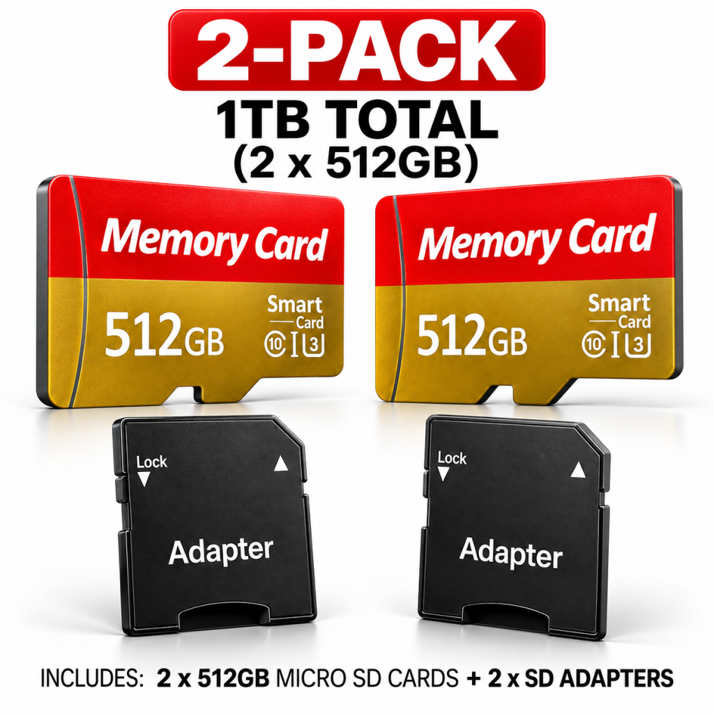 2-Pack 512GB Micro SD Cards with SD Adapters
