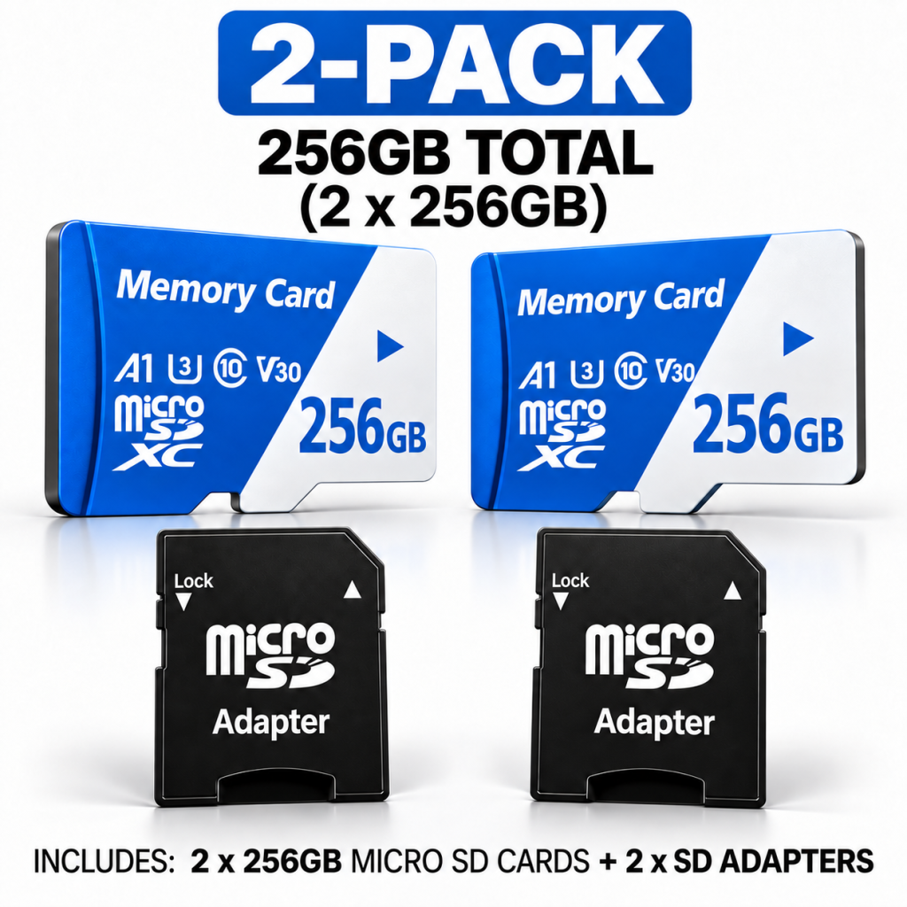 2-Pack 256GB Micro SD Cards with Adapters – 512GB Total