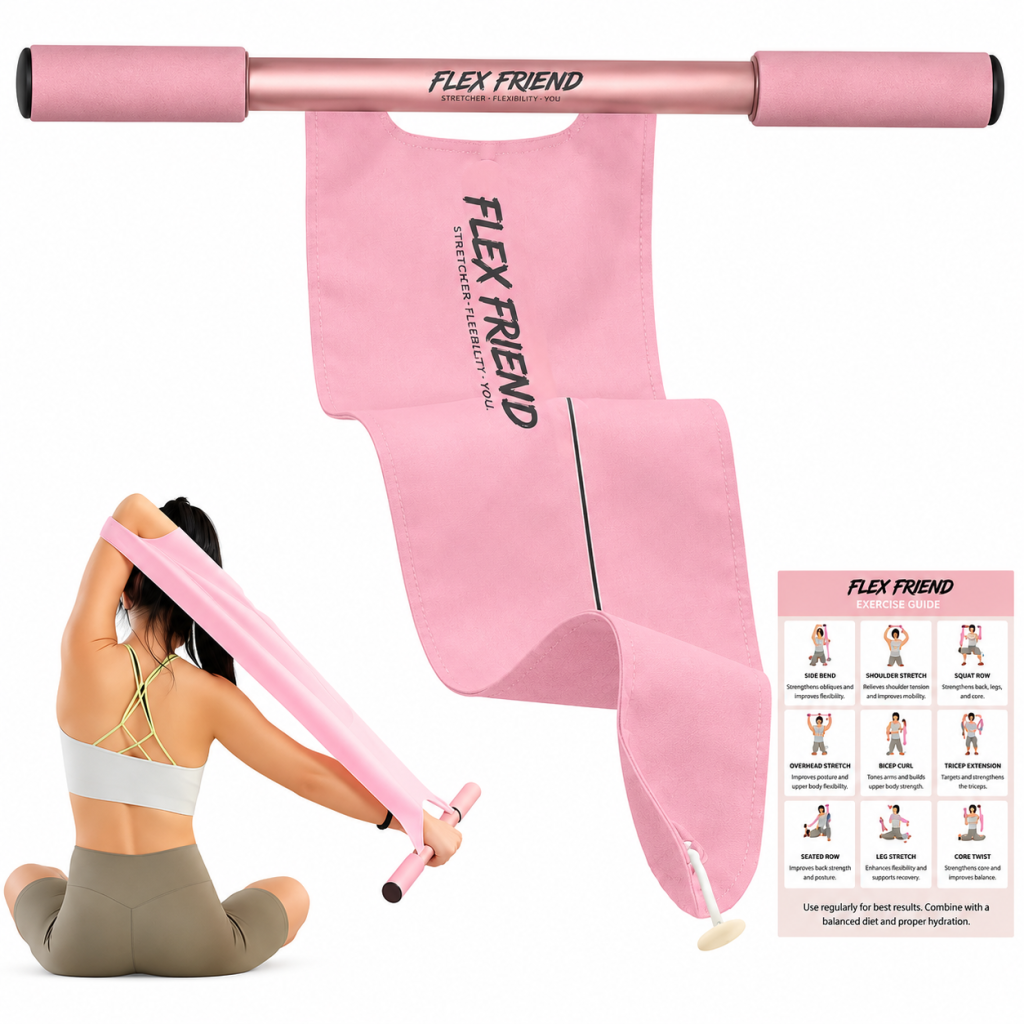 Flex Friend pink non elastic stretching strap by The Friend Brand
