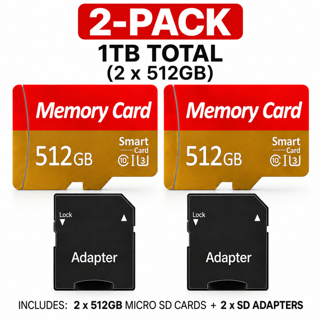 2-Pack 512GB Micro SD Cards with SD Adapters